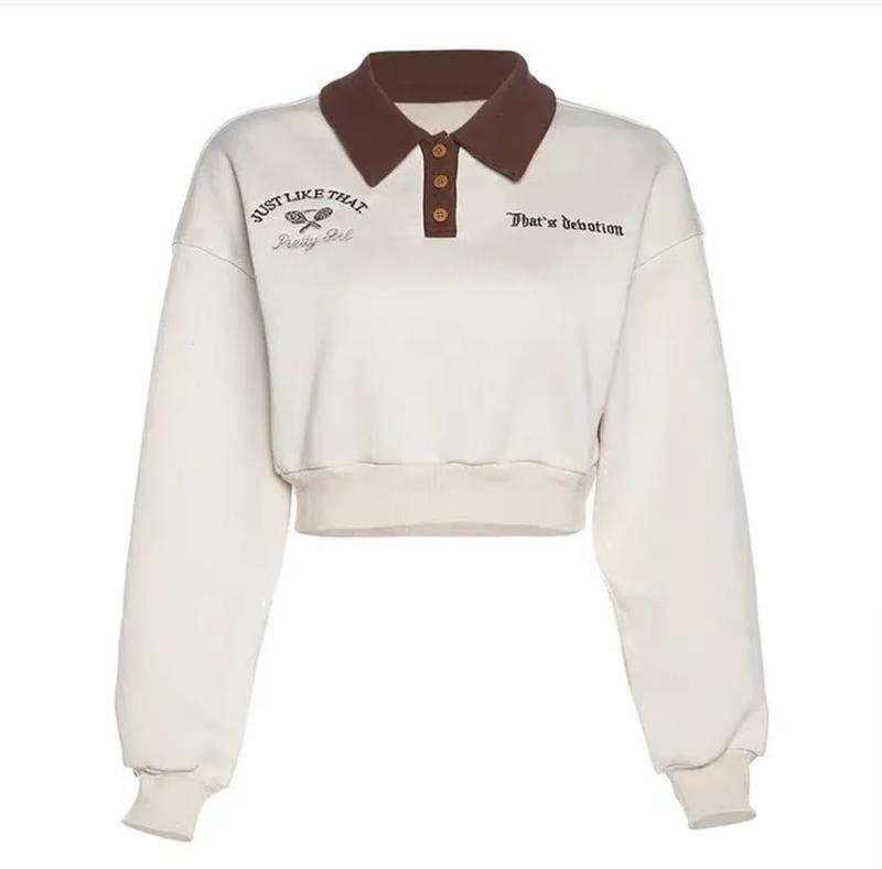 Product Introduction of JUST LIKE THAT SWEATER CROOPE - SWEATER CROP WANITA KERAH KANCING baju bandung Fit Fleece 0