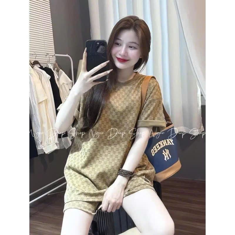  sét BỘ QUẦN ĐÙI ÁO THUN NỮ UMI TÀU   HỌA TIẾT 5D CHỮ S   SIZE 45-65 KG THỜI TRANG MÙA HÈ M00 