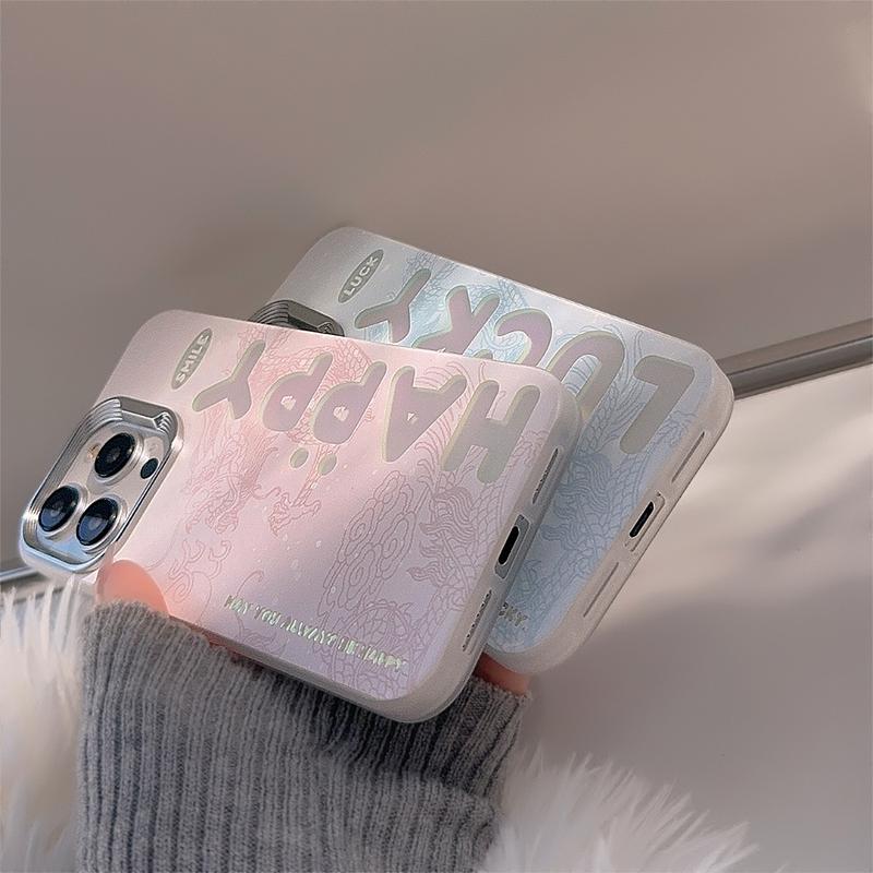 Product Introduction of Couple Laser Dragon Pattern English for 14promax Phone Case Iphone16 Electroplating Protector Cover Protector Cover Casing Shockproof Protective 15