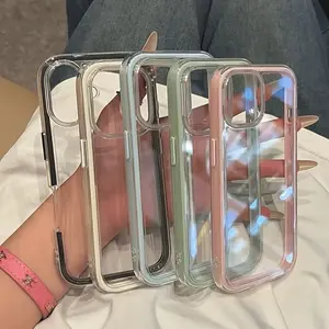 New 2-in-1 Transparent Case For iPhone 11 13 16 Pro Max Jelly Design TPU Double Layer Protection Shockproof Phone Case iPhone 16 13 12 14 11 15 Pro Max Drop-Resistant Cover