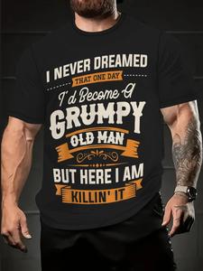 【Plus Size】 Letter Print Round Neck Tee, Regular Fit Casual Short Sleeve Crew Neck T-Shirt for Summer, Men's Plus Size Top for Daily Wear