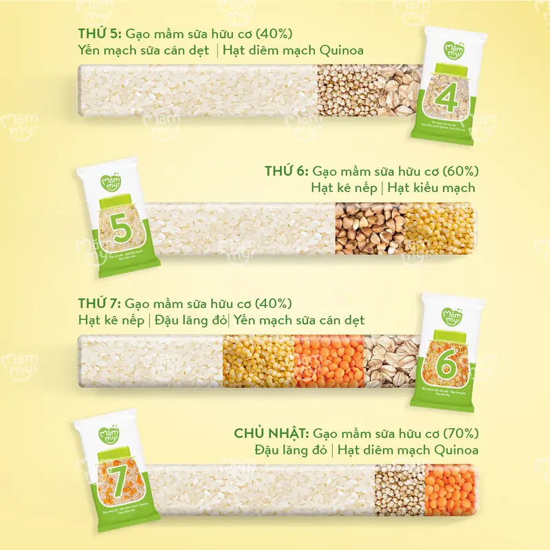 Combo Ăn Dặm MĂMMY: Cháo Gạo Sữa Mix Hạt 50gr x 7 Gói + Set 3 Dầu Ăn Dặm MĂMMY 30ml (Cá Hồi, Hạt Lanh, Olive) Bổ Sung Vitamin Cho Bé Từ 6 Tháng [MX] 3