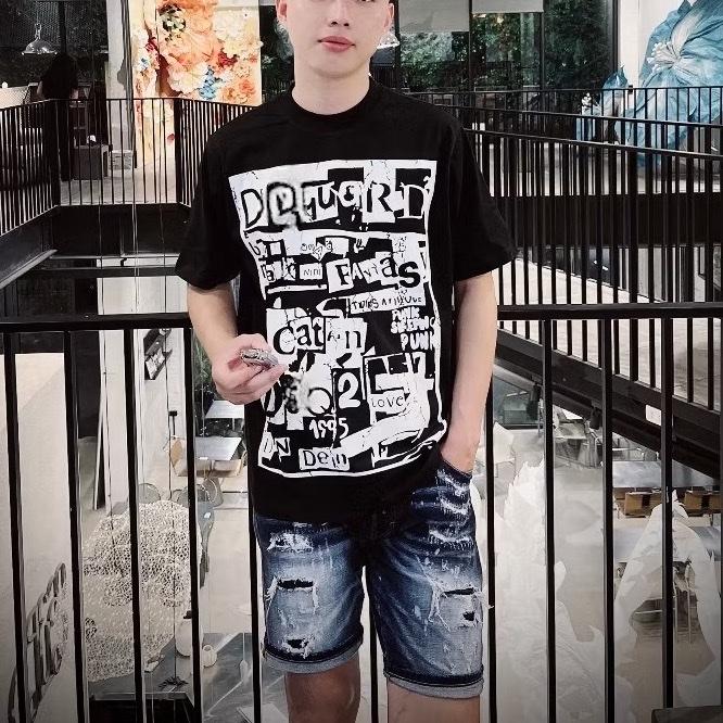  Áo phông dsq d2love cotton 2 chiều 100% full tag mác sườn Nam Menswear Cổ Tròn 