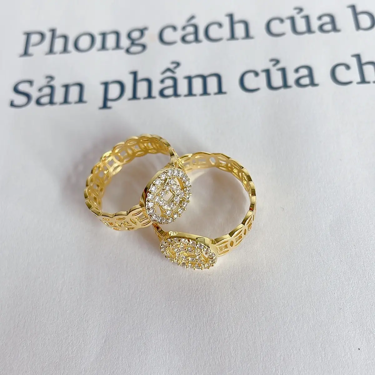 Nhẫn kim tiền bản tròn cao cấp
