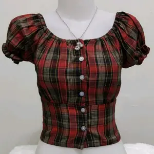 Ken Grosir carla kotak kotak crop sexy