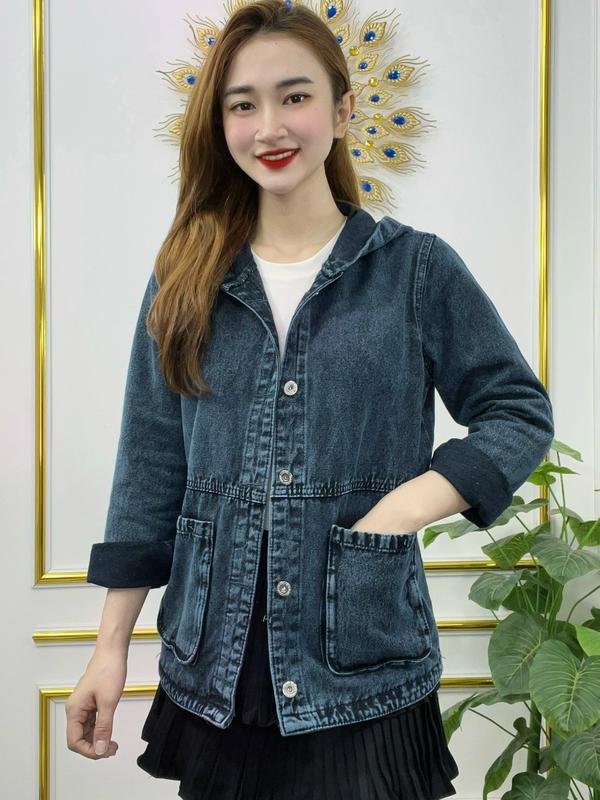 Áo Khoác Nữ Jean UNISEX  Nữ Màu Xanh Đen và Xanh Đậm - Áo khoác bò nữ form rộng suông K009