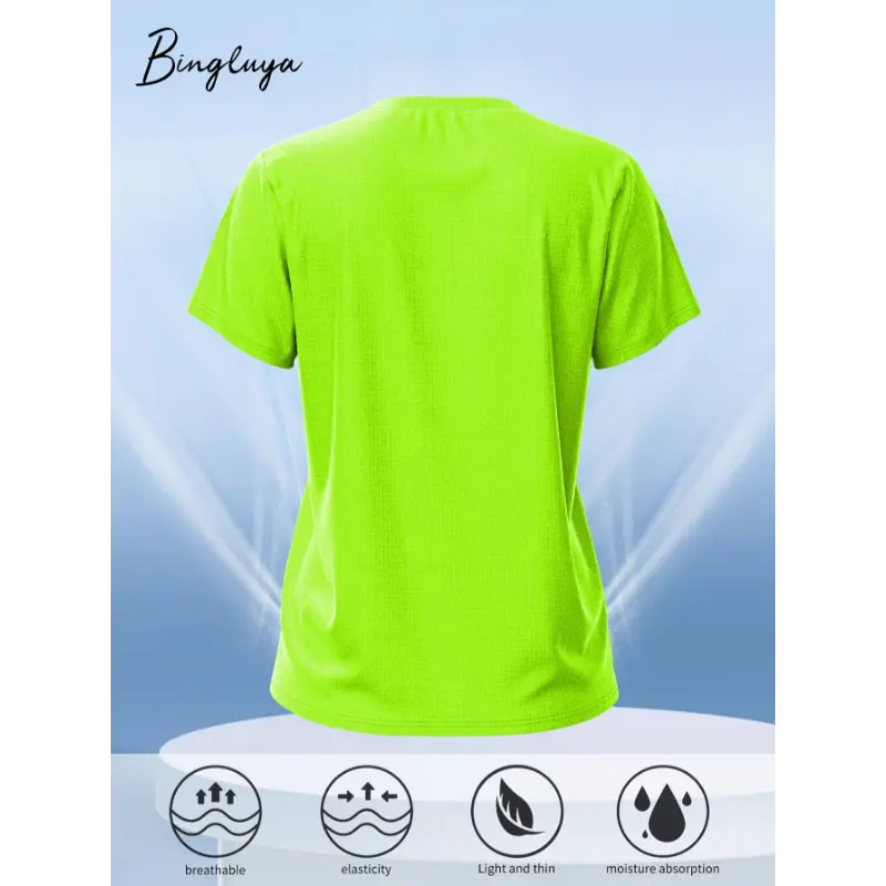 BingLuya Women's Moisture-Wicking Quick-Dry Sport T-Shirt - Breathable Round Neck Short Sleeve Top for Gym, Training & Casual Wear - Vibrant Yellow All-Season Comfort, Casual Clothing | Short Sleeve Shirt | Comfortable Fit, Gym Shirts
