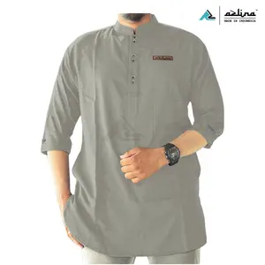 Koko Kurta Pria Dewasa Bahan Katun Madinah Premium Lengan 3/4 Original Azlina Formal Muslim Nyaman Simple Polos Premium Kurta