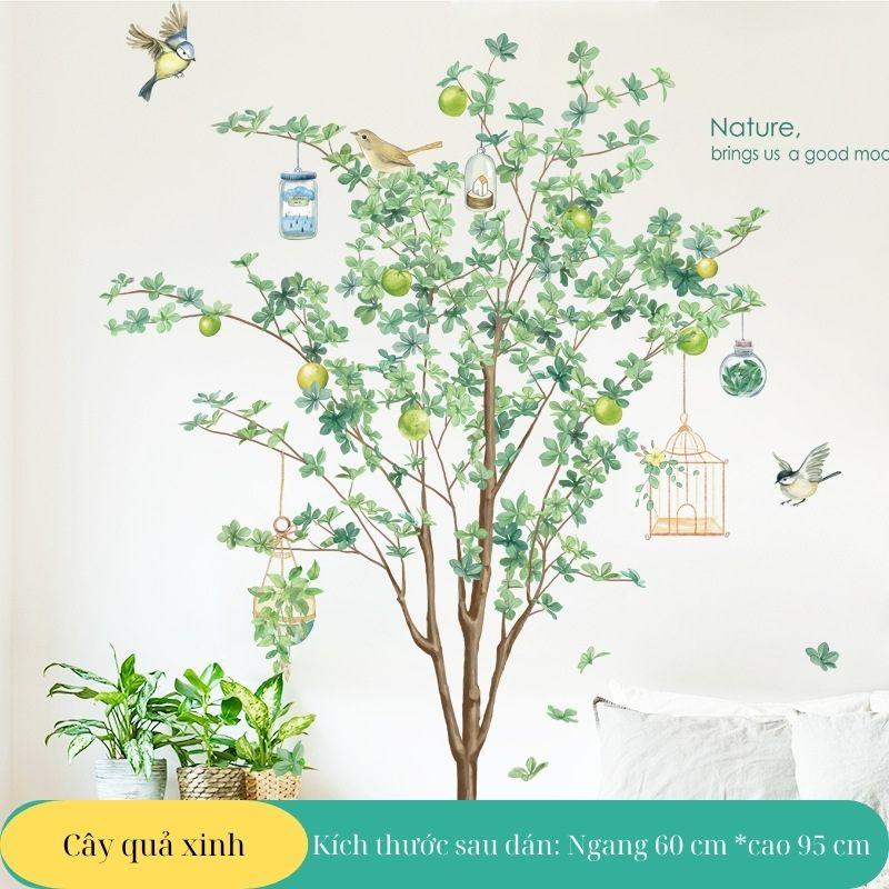 Decal dán tường cây xanh quả xinh trang trí phòng khách,phòng ngủ,cửa hàng