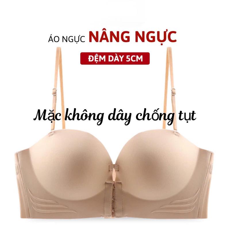 Áo chống tụt Nâng Ngực Không Dây Cài Trước Mút 5CM  Áo Quây Ngực Độn To Tròn, Không Lộ Viền Chất Su Cao Cấp Chống Tuột