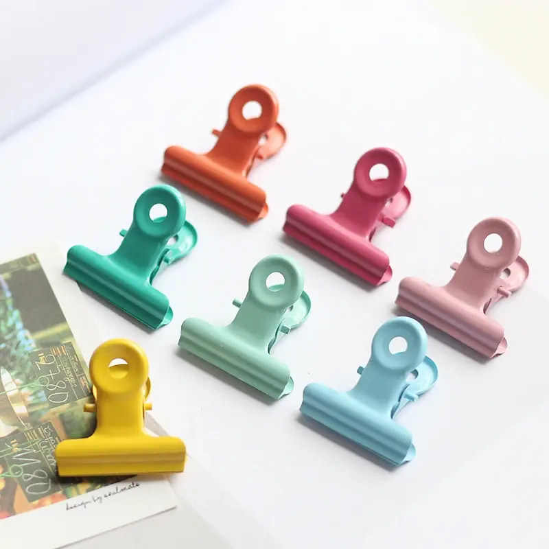 7pc Colored       Pink Clamp For School Creative   Bills Receipt Binder c18 Cute Metal Paper Clip Bookmark