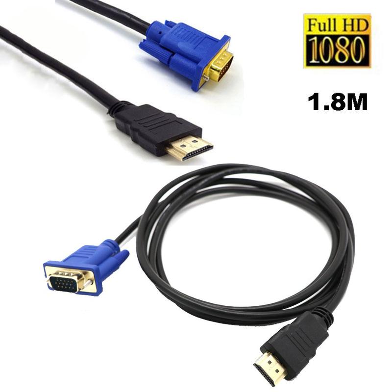1,8 triệu 6FT Chất lượng cao Độ nét cao Cao thủ HD sang VGA Cáp video Bộ chuyển đổi Hỗ trợ 1080P For Máy tính xách tay HDTV PC