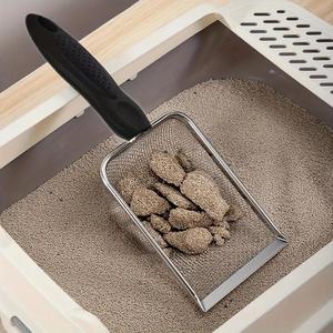 Pala para arena de gato de acero inoxidable, duradera con cara de tamiz ancha, herramienta eficiente para la limpieza de la caja de arena de gatos