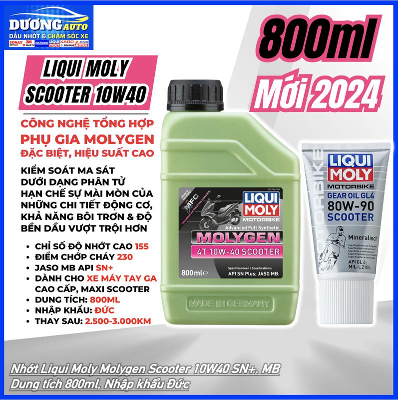 Liqui Moly Molygen Scooter 10W40 800ml 21896 - Nhập khẩu Đức Nhớt Liqui Moly Scooter Dầu Nhớt Công Nghệ Tổng Hợp Cao Cấp Xe Máy Tay Ga Maxi Scooter - DƯƠNG AUTO 31