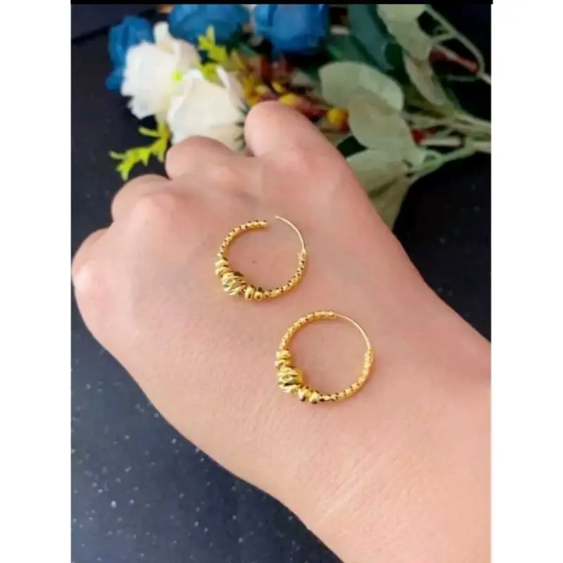 perhiasan gipsi pentol ukir anak, aksesoris fashion anting titanium anti karat . Cantik 4