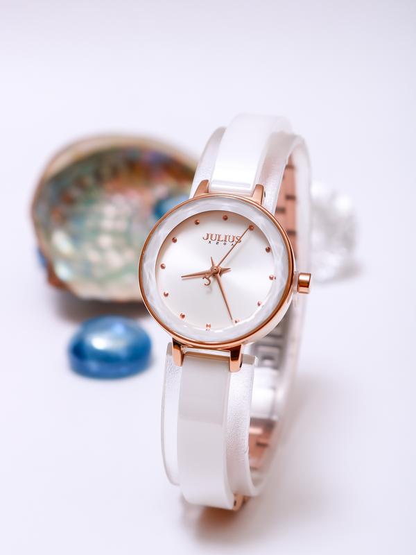 Đồng Hồ Nữ JA-1348 Julius Hàn Quốc dây đá phối hợp kim