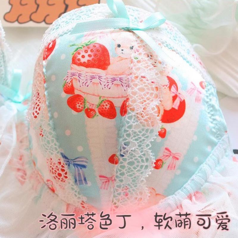 Đồ Lót Phong Cách Công Chúa, Dành Cho Nữ, Phong Cách Lolita, Chất Liệu Mềm Mại Nhật Bản, Thiết Kế Cô Gái Gấu Dễ Thương, Bộ Áo Ngực Không Dây Có Vòng Ngực Nhỏ Đáng Yêu 5
