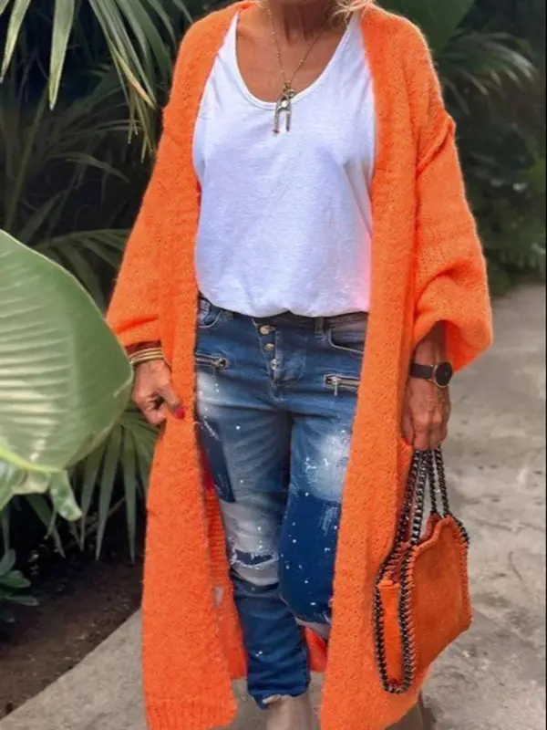 Women's Letter Print Drop Shoulder Long Sleeve Cardigan, Casual Open Front Longline Cardigan for Daily Wear, Cardigan Sweater, Fashion Cozy Knit Clothing, Knitwear Cardigans for Women 6