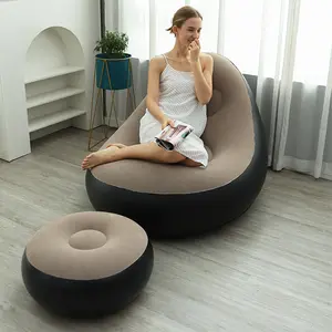 Sofa Tiup Tiup Berkelompok PVC dengan Bangku Kaki Sofa Udara untuk Kamar Tidur Ruang Tamu Ruang Baca