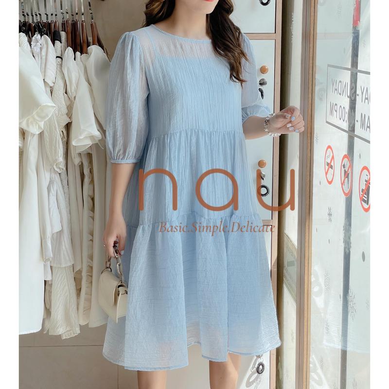 Đầm babydoll trơn kèm đầm 2 dây trong
