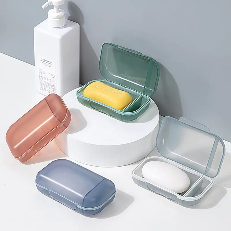 Portable Sealed Round Shampoo Bar Soap Holder Box Case Container Home Travel