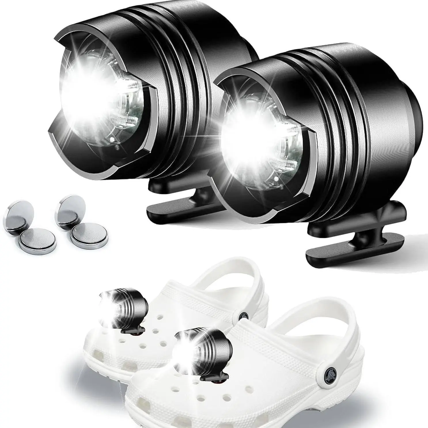 LED Croc Shoe Lights, Shoe Light with 3 Lighting Modes, Slipper Mini Light, Portable Headlight for Hiking, Dog Walking Camping Outdoor