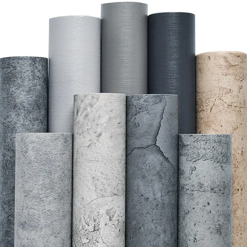 Waterproof Cement Pattern Gray Retro Industrial Style Wallpaper