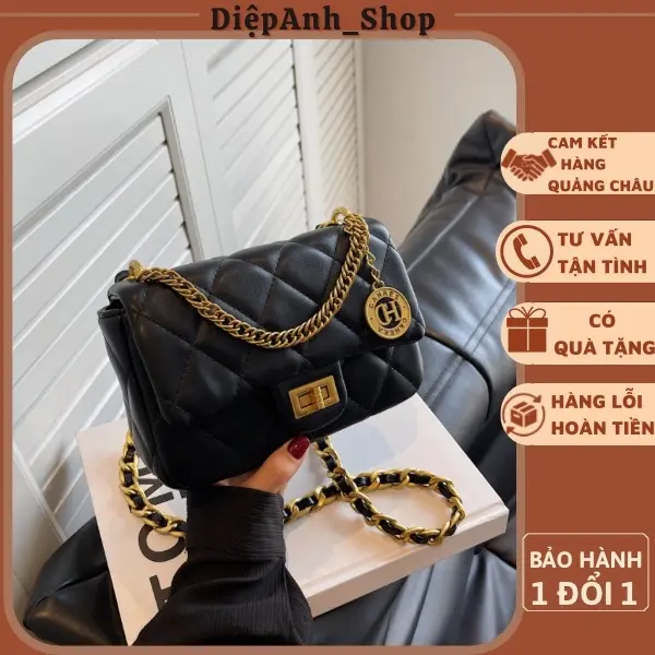 Túi xách nữ đeo chéo da mềm dây đeo phối xích thời trang cá tính hàng quảng châu cao cấp T329 Bag Đeo Vai 1