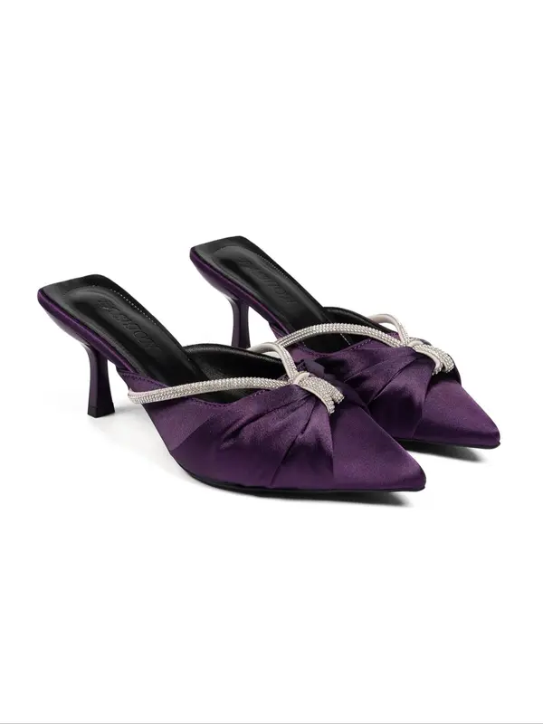 Women's Elegant Glittering Bow Decorated Stiletto Heels, Trendy Pointed Toe High Heel Sandals, Fashionable Heels for Party & Daily Wear, Shoe 3