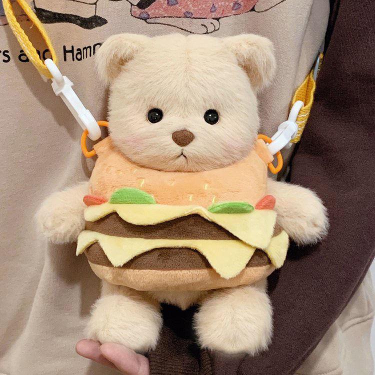 Balo Bear Messenger, Túi Khoai Tây Chiên Hamburger, Búp Bê Dễ Thương, Mặt Dây Chuyền Ba Lô, Búp Bê Nhồi Bông, Quà Sinh Nhật, 2024 3
