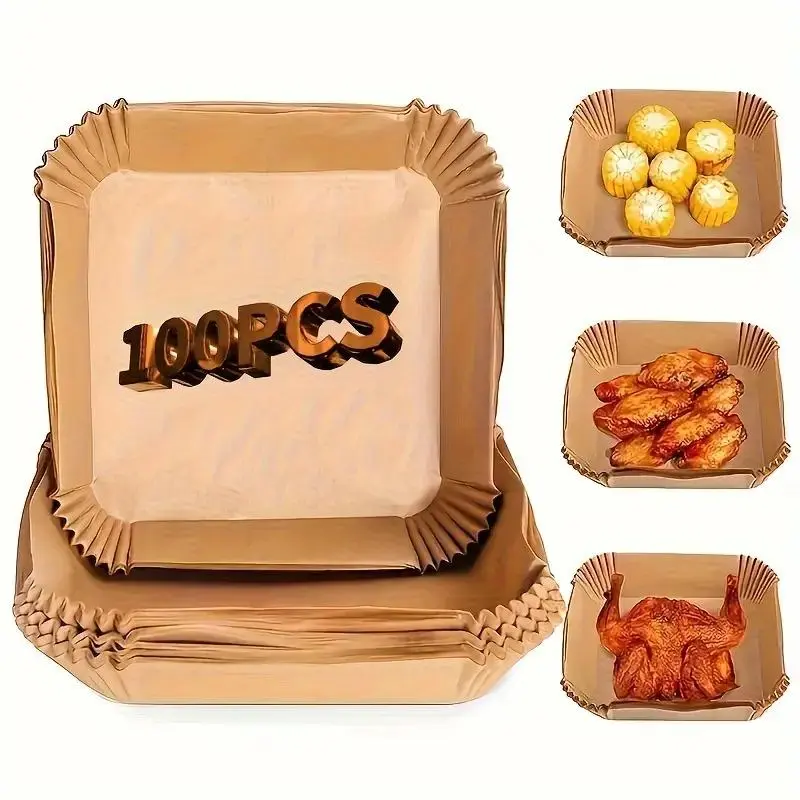 Disposable Air Fryer Liner, 100pcs Square Baking Paper Liner, Non-stick Baking Tray, Kitchen Baking Tool for Home Use 6