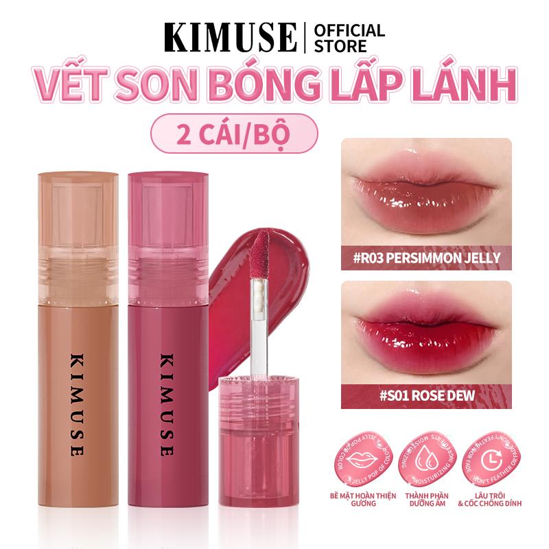 KIMUSE-Son Bóng Nước hỗ trợ Dưỡng Ẩm, 2 Cái / bộ, Gương, Men, Toot, Son tint, Trang Điểm hỗ trợ Lâu Trôi Cosmetic Son Môi Mỹ Phẩm