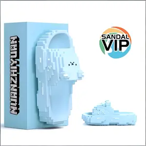 Sandal VIP Anak-anak Model Cute Minecraft Nyaman Dipakai Anak Cowok & Cewek Bahan Karet Anti Slip Tahan Lama Dan Tahan Air Ukuran 24-35 Hitam Pink Khaki Biru