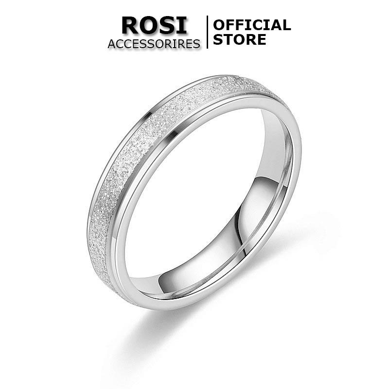 Nhẫn titan nam mặt nhám 4mm cá tính, nhẫn nam nữ không gỉ phụ kiện thời trang đẹp