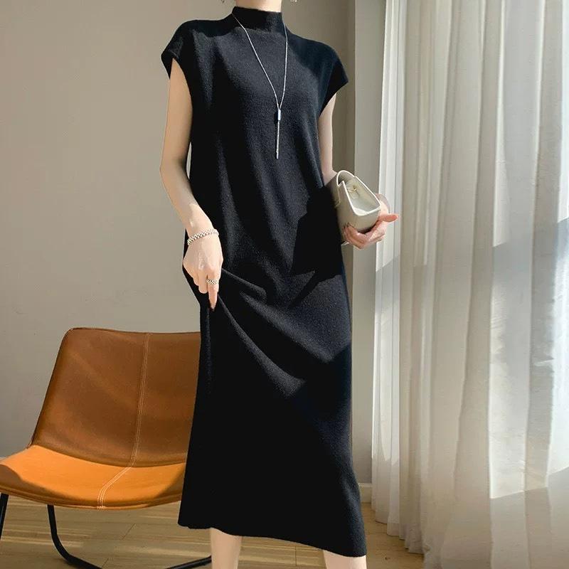 Váy Len Bầu Dáng Suông LAROSA Hot Trend 2025 Thiết Kế Tay Hến, Co Giãn 4 Chiều Mềm Mại, Ấm Áp LA97V len  body cho mẹ Nữ Dress Women Đen