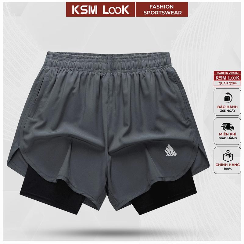 [DEAL ĐỘC QUYỀN TRÊN LIVE] Quần Đùi Short Thể Thao Ngắn 2 Lớp Tập Gym Nam KSM Lai Bầu, Túi Zip Chạy Bộ, Bơi Lội Q264 Sport Tập Thể Dục