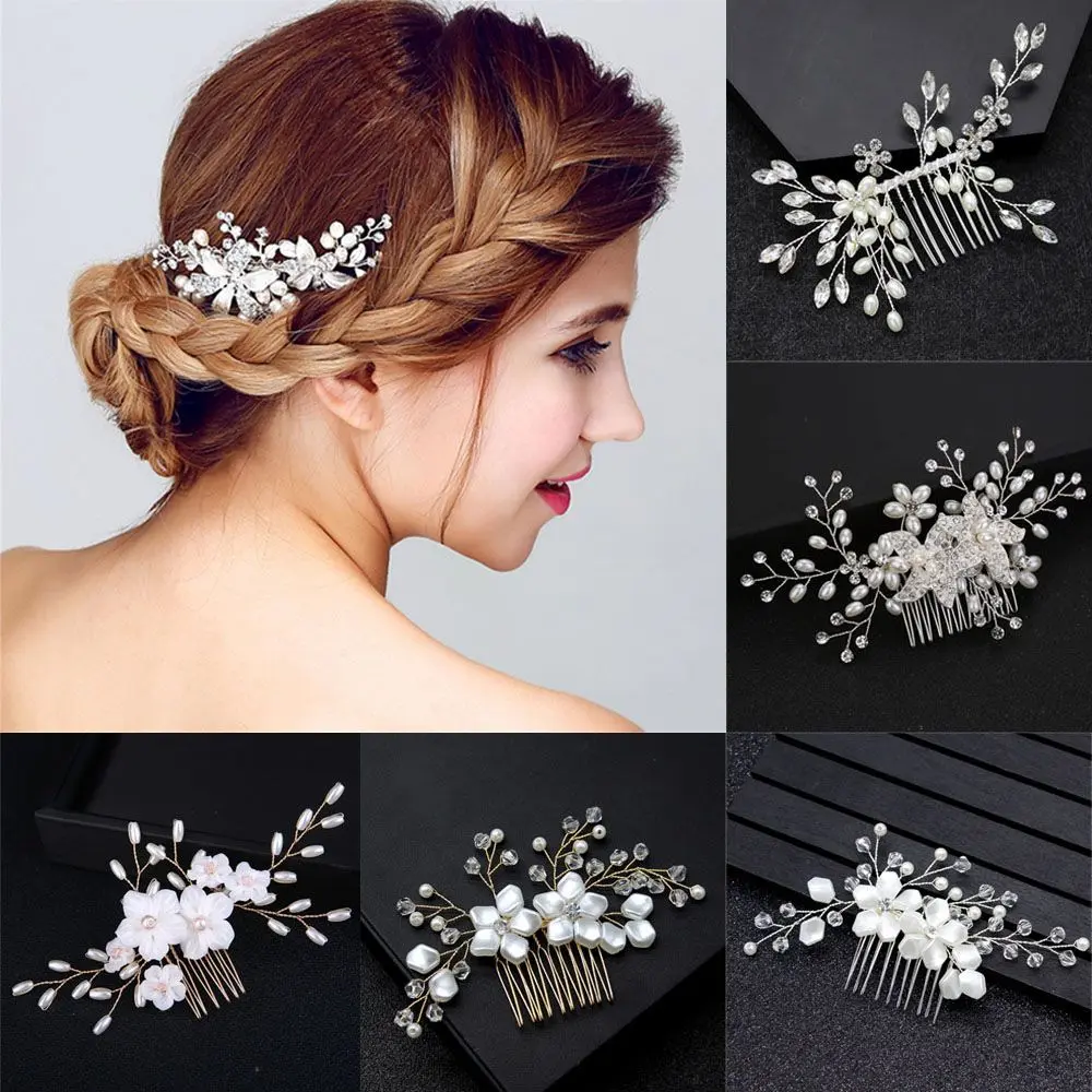 Kẹp Cô Dâu Vương Miện Đám Cưới, Đẹp, Lược Chải Tóc, Ghim Cài Tóc Hoa, Vương Miện Lá