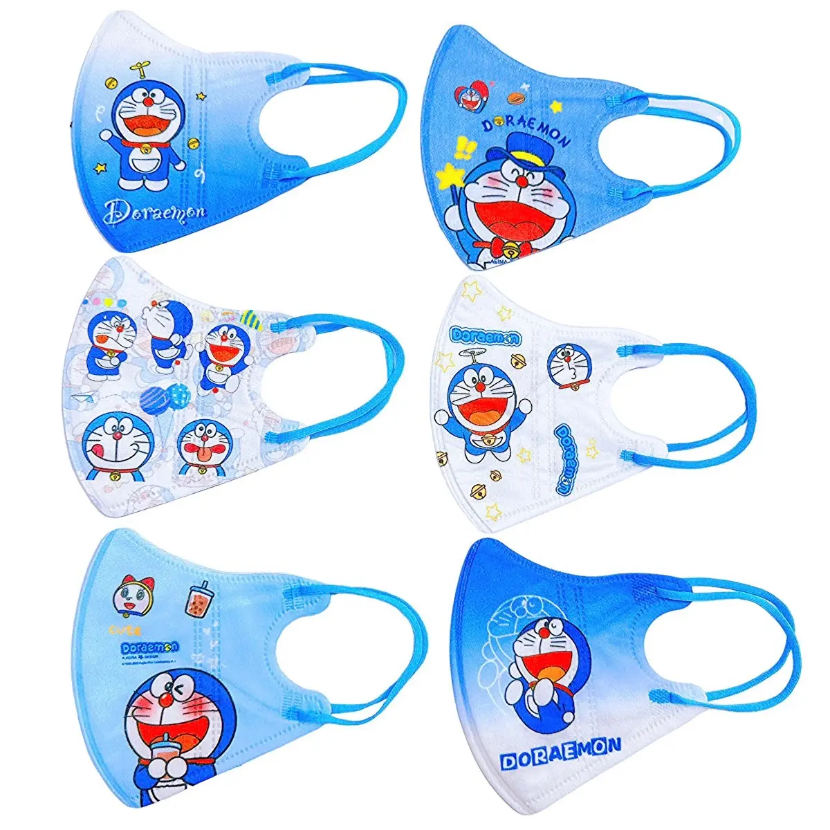 (2Size 0-8 Tuổi 6-30kg)Combo 50 Cái Khẩu Trang In Hình Hoạt Hình Đô rê mon Cho Bé  Mềm Mịn Vải Lụa
