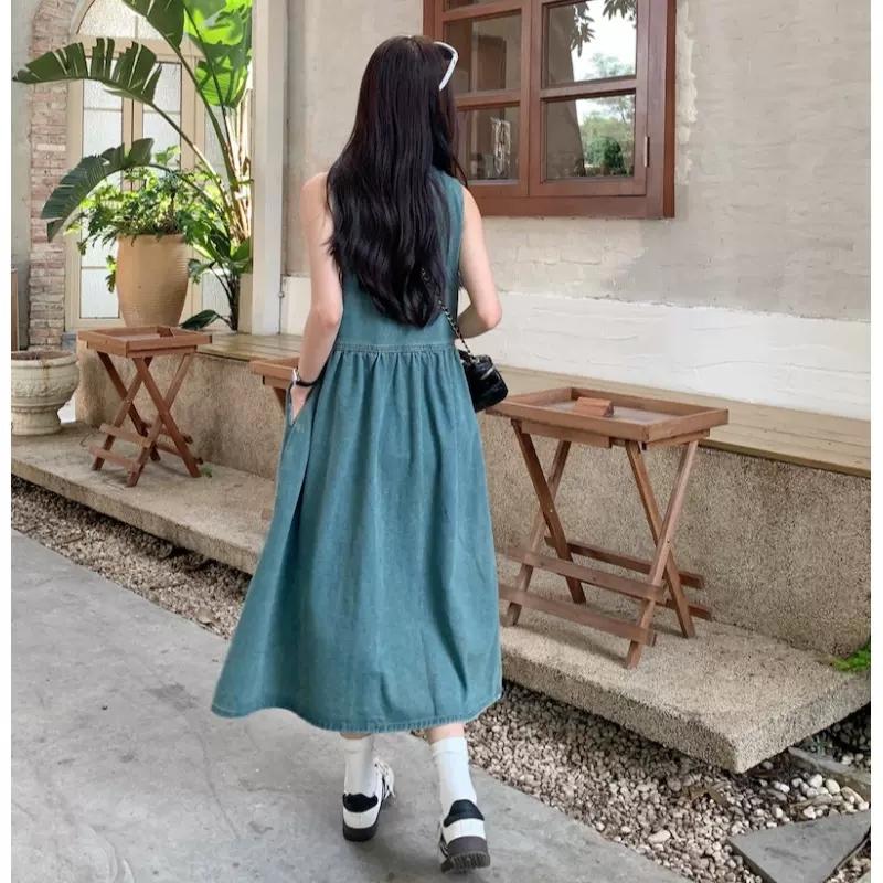 Product Introduction of Y. French Style Temperament V-neck, Vest Denim Dress Casual Womenswear 1