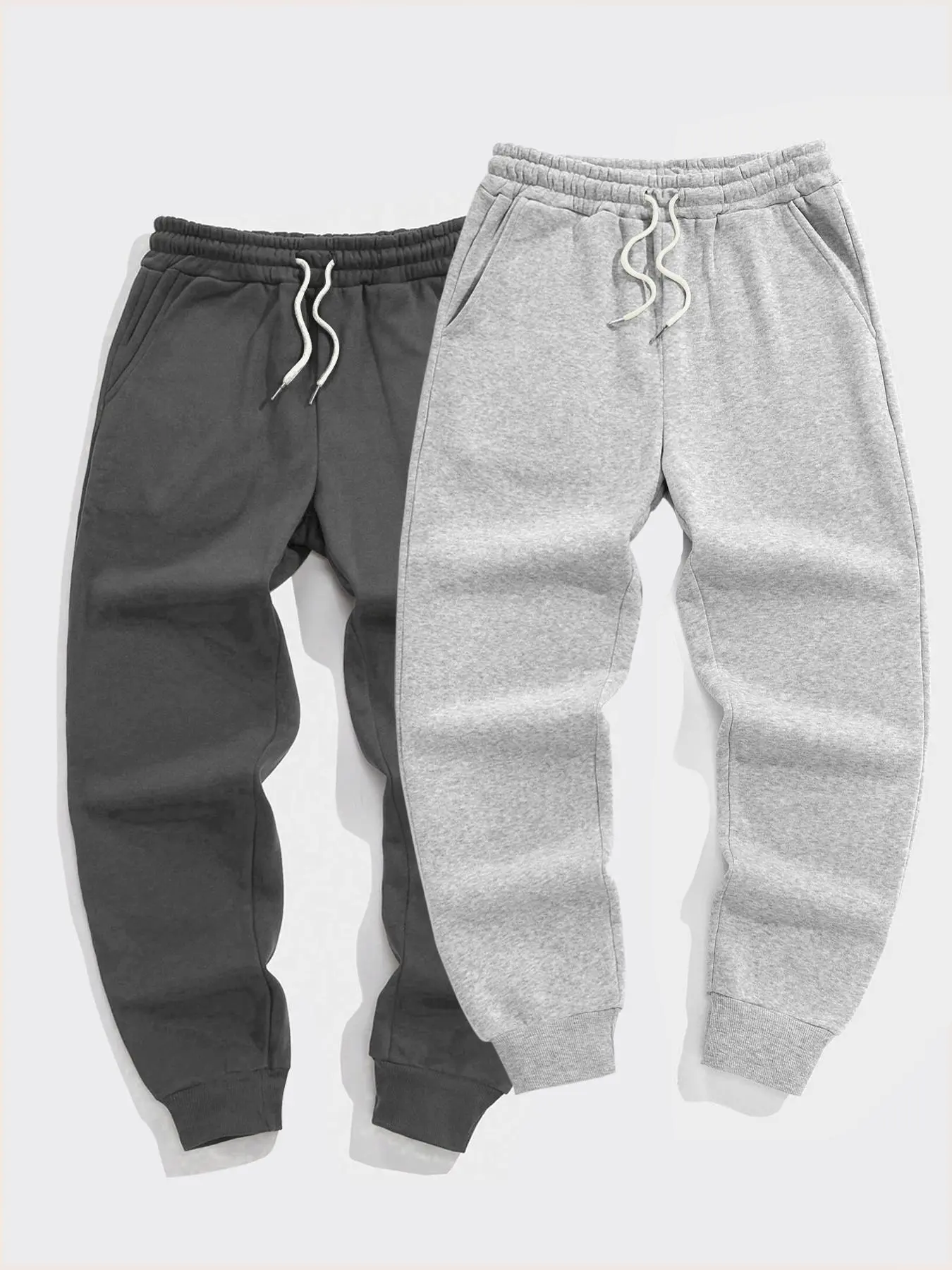 Men's Solid Pocket Drawstring Jogger Pants, Regular Fit Elastic Waist Sweatpants, Men's Bottoms For Spring & Fall, Drippy Outfits, Going Out Outfit
