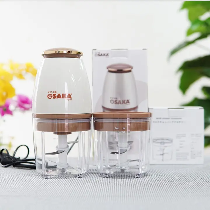 Máy xay đa năng Nhật Bản, xay thịt, xay cá, xay sinh tố, xay củ, hoa quả - máy xay cầm tay - 4 đầu lưỡi thép -  dung tích 750ml, đồ dùng bếp - máy xay thông minh - may nghiềm hiện đại -  may xay mini 1