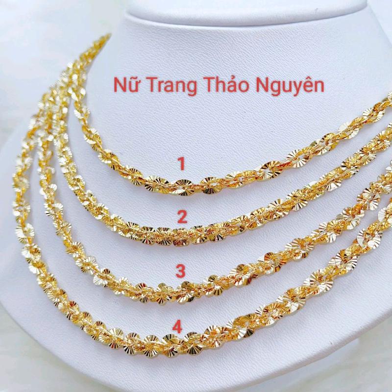 Dây chuyền xoắn lá xoắn vuông xoắn hoa mai xoắn tròn chất liệu đồng đỏ chạm máy sáng 4 mẫu .