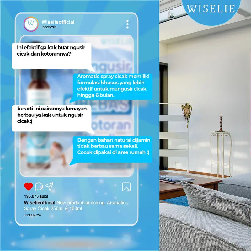 Wiselie Aromatic Spray Pengusir Cicak dengan Formula Dijamin Ampuh 100% Mengusir Cicak Secara Efektif Aman Tidak Meninggalkan Bau Menyengat Melindungi Rumah dari Cicak Menjaga Kebersihan Dinding Langit-Langit Tahan Lama obat  pengusir Cairan Pembasmi 6