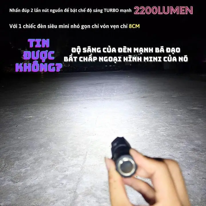 X-BALOG 350X Đèn pin cầm tay mini siêu sáng vỏ nhôm chống nước IPX7 độ sáng tối đa 2000 Đèn cầm tay 3