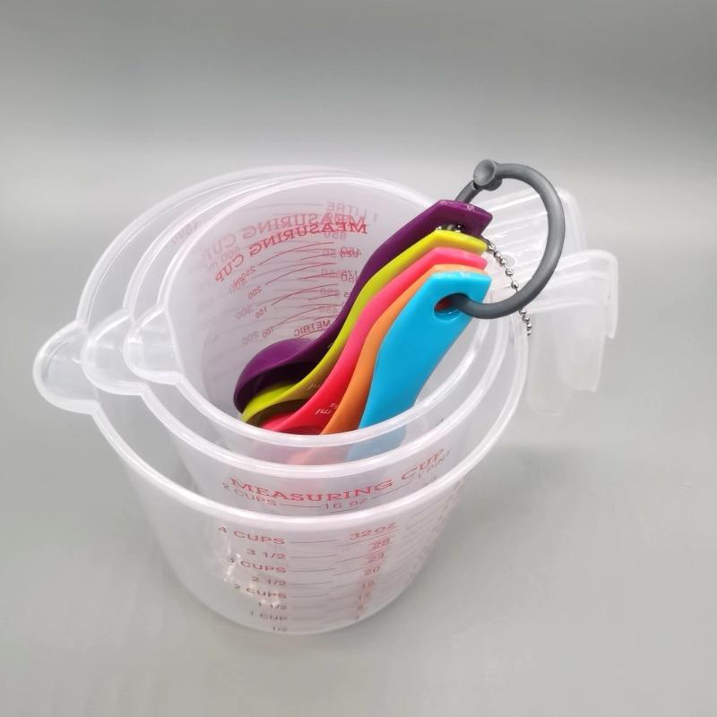 Product Introduction of Plastic Transparent Graduated Measures Cup Household Kitchen Baking Measuring Tool Set Handle Design Cups 4