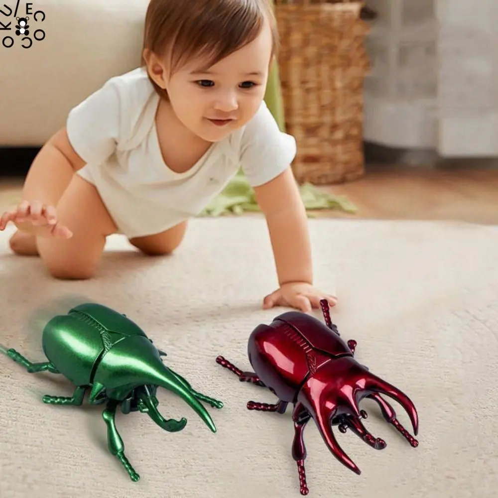 ECOCOKU Kid Toys Clockwork Toys Wind-Up Beetle Toy Realistic Wild Insect Simulated Beetle Insect Model Trick Props Education Insect Animals Crawling Toy for Children