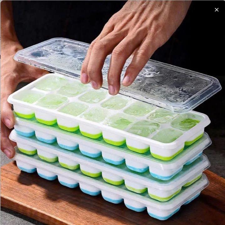  Combo 7 khay đá Silicon 14 viên có nắp đậy làm kem làm thạch hoa quả tiện lợi bền bỉ 