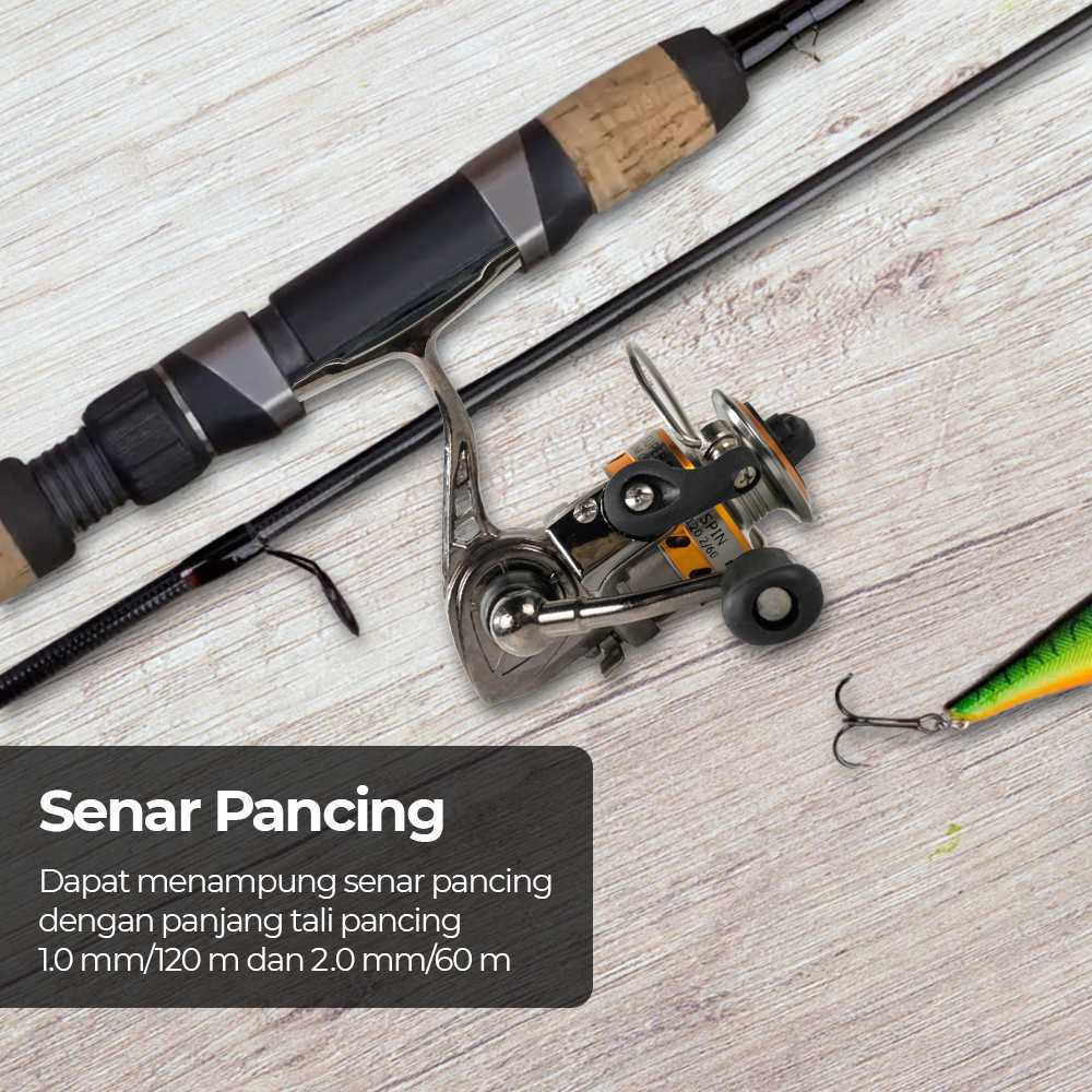 Reel Pancing Mini Spinning Full Metal Aluminium Stainless steel Fishing 4.3:1 Gear Ratio - MN100 rilll mancing Ori