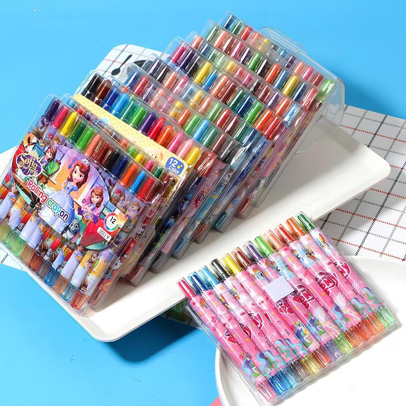  Vỉ túi Bút Sáp Vặn 12 màu-18 màu-24 màu,Bút sáp tô màu loại tốt 