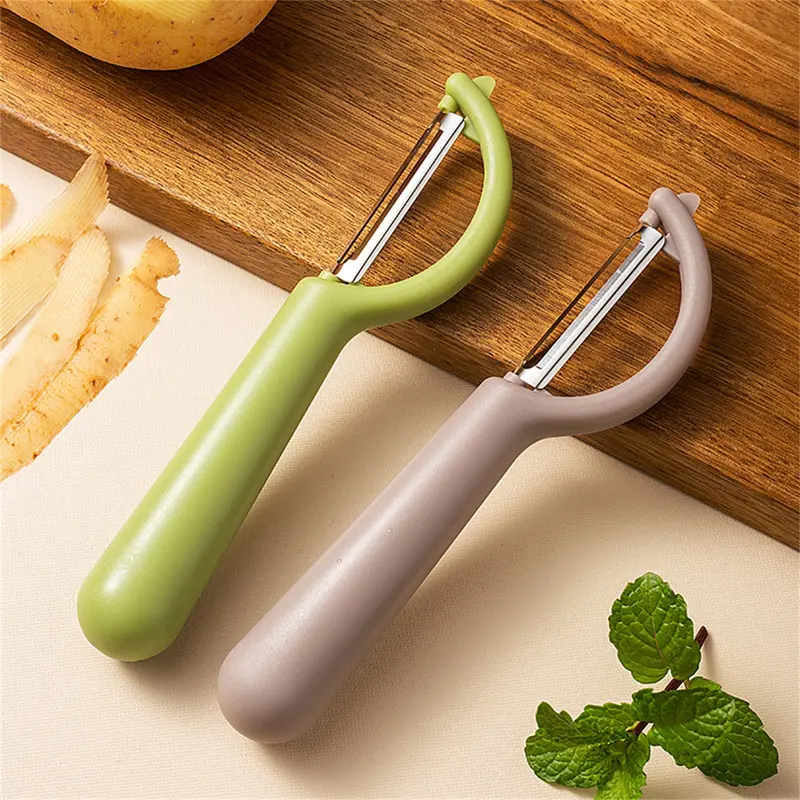 Dụng Cụ Gọt Trái Cây Có Tay Cầm Tròn Chống Trượt, Tay Cầm Thoải Mái, Dễ Vệ Sinh, Bề Mặt Mờ, Đa Chức Năng, Lưỡi Thép Không Gỉ Sắc Bén, Dụng Cụ Gọt Rau Củ Gia Đình 1